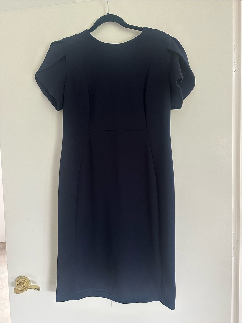 Calvin Klein Navy Blue Tulip Sleeve Sheath Dress Career Office Classic Sz 12